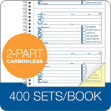 Second Nature Phone Call Book, Two-Part Carbonless, 5 x 2.75, 4 Forms/Sheet, 400 Forms Total