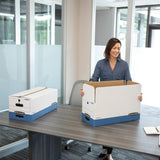 STOR/FILE Medium-Duty Strength Storage Boxes, Letter Files, 12.25" x 24.13" x 10.75", White/Blue, 12/Carton