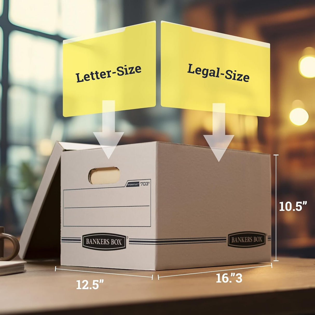 STOR/FILE Basic-Duty Storage Boxes, Letter/Legal Files, 12.5" x 16.25" x 10.5", White/Blue, 12/Carton