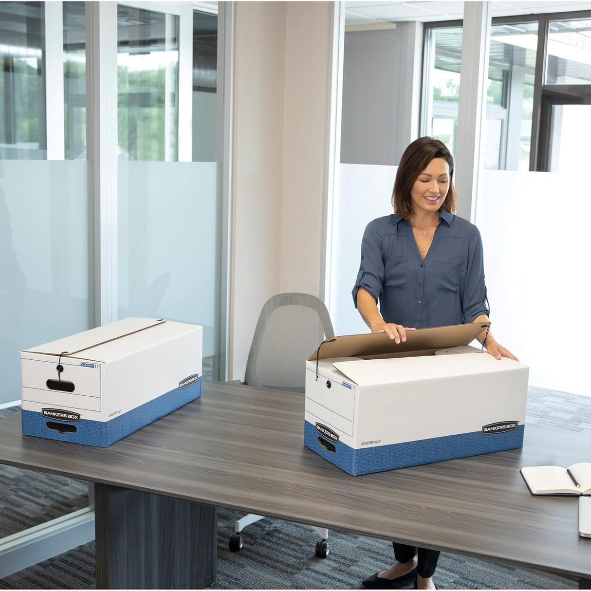 LIBERTY Heavy-Duty Strength Storage Boxes, Legal Files, 15.25" x 24.13" x 10.75", White/Blue, 12/Carton