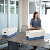 LIBERTY Heavy-Duty Strength Storage Boxes, Legal Files, 15.25" x 24.13" x 10.75", White/Blue, 12/Carton