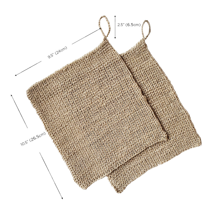 Handwoven Natural Hemp Washcloth - Set of 2