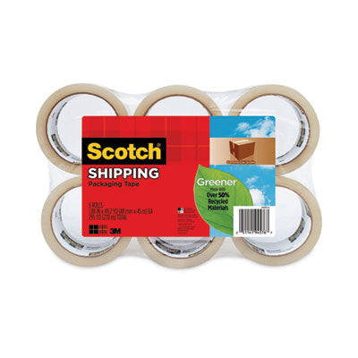 Scotch Greener Commercial Grade Packaging Tape, 1.88" x 49.2 yd, 3" Core, 6/Pack, Clear