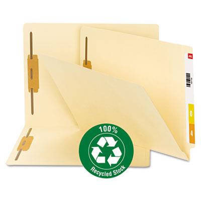 Recycled Manila End Tab Fastener Folders, 0.75" Expansion, 2 Fasteners, Letter Size, Manila Exterior, 50/Box