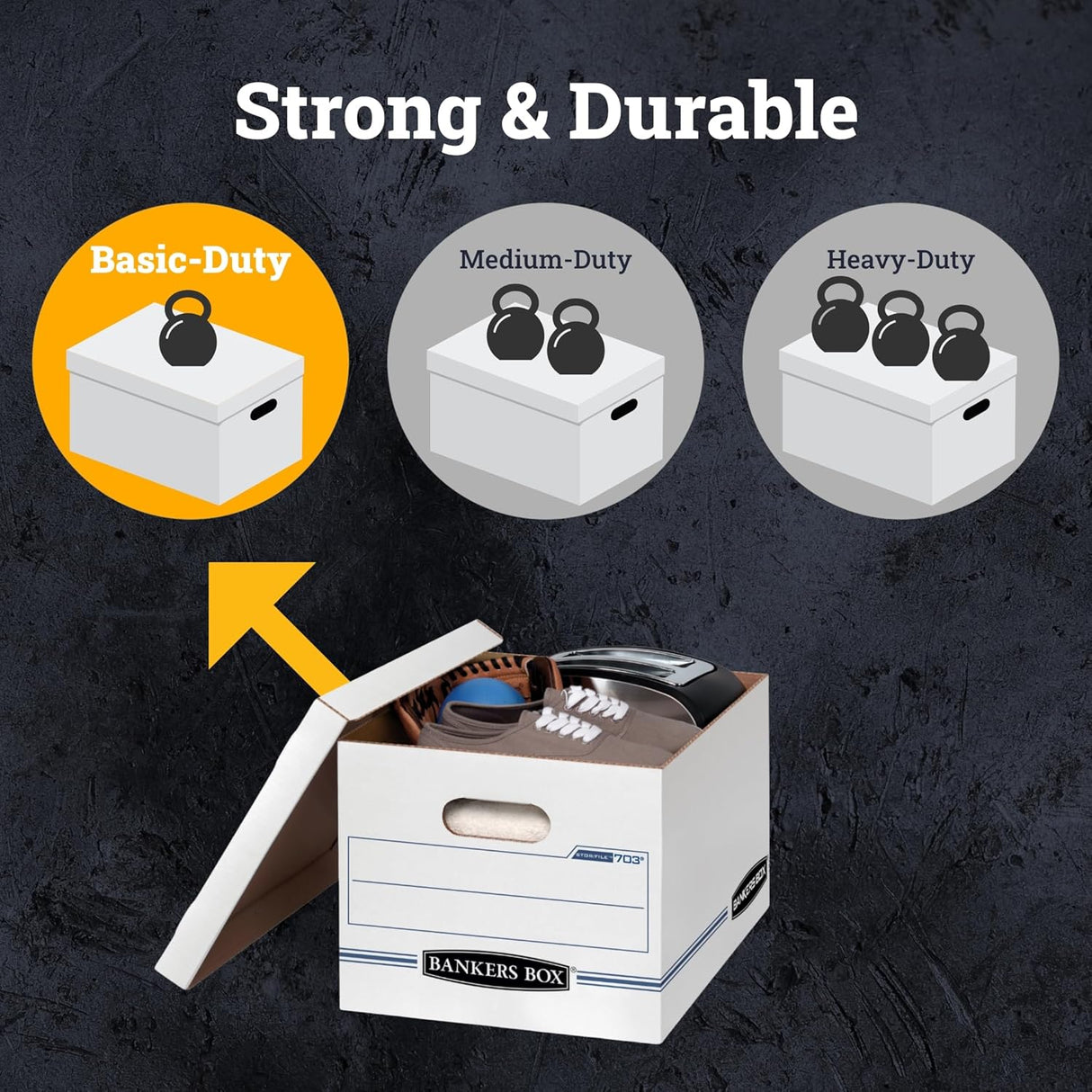 STOR/FILE Basic-Duty Storage Boxes, Letter/Legal Files, 12.5" x 16.25" x 10.5", White/Blue, 12/Carton