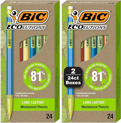 BIC Ecolutions Mechanical Pencils with Erasers, Medium Point (0.7mm)