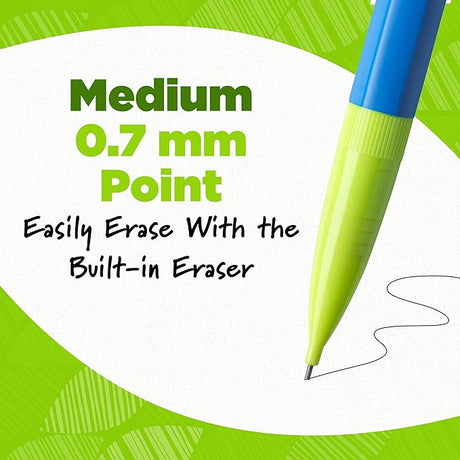 BIC Ecolutions Mechanical Pencils with Erasers, Medium Point (0.7mm)