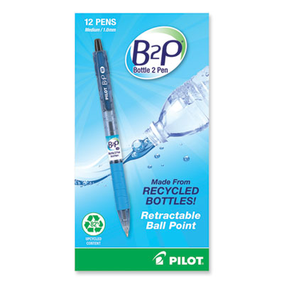 B2P Bottle-2-Pen Recycled Retractable Ballpoint Pen, 1mm, Dozen