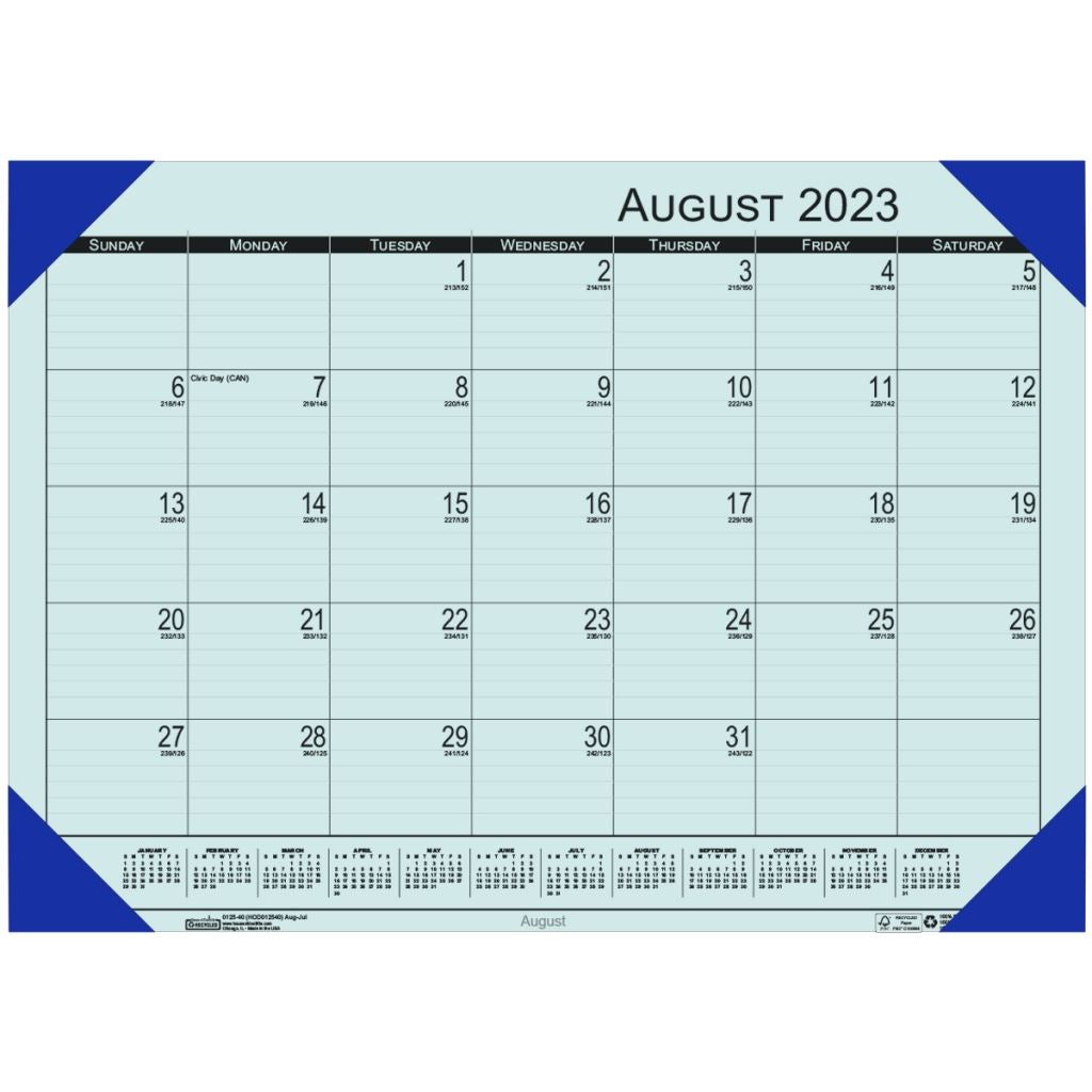 House of Doolittle (HOD012540) Compact Academic Desk Pad Calendar, Blue 18-1/2 x 13