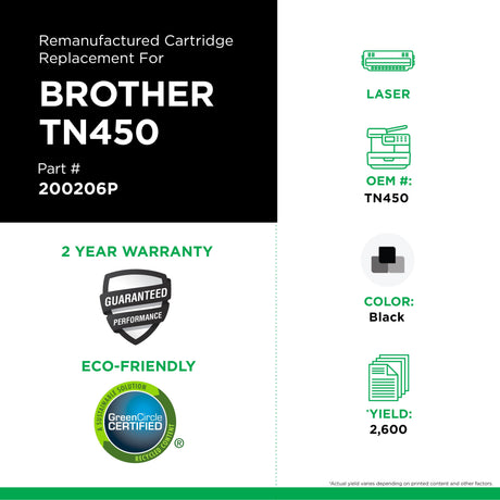 Remanufactured High Yield Toner Cartridge for Brother TN450