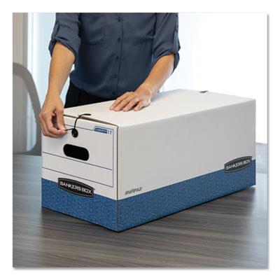 STOR/FILE Medium-Duty Strength Storage Boxes, Legal Files, 15.25" x 24.13" x 10.75", White/Blue, 12/Carton