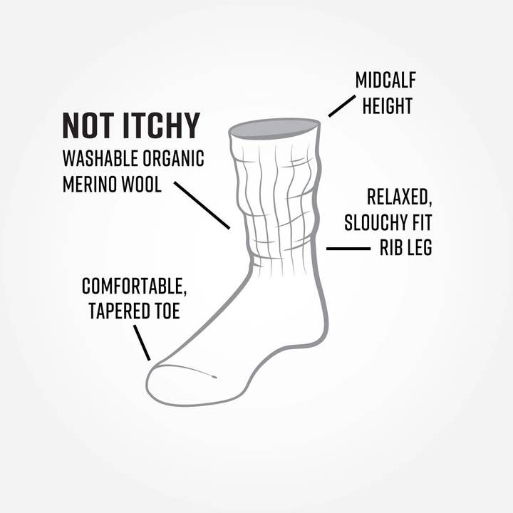 Organic Wool Crew Socks, 2 Pairs/Pack