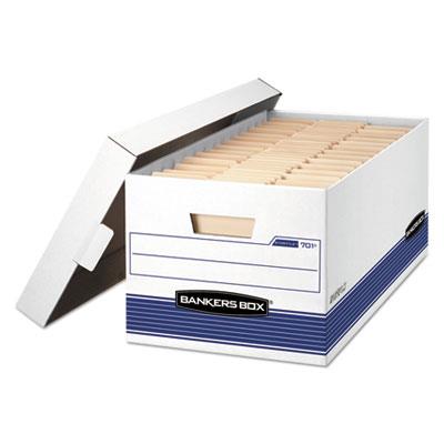 STOR/FILE Medium-Duty Storage Boxes, Letter Files, 12.88" x 25.38" x 10.25", White/Blue, 12/Carton